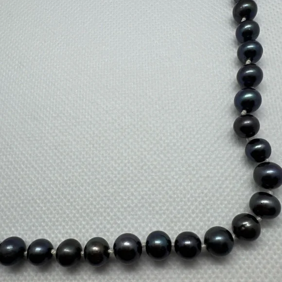 Vintage Tahitian Peacock Rainbow Black Pearl Necklace 14K Gold CLASP 18” - Picture 4 of 14